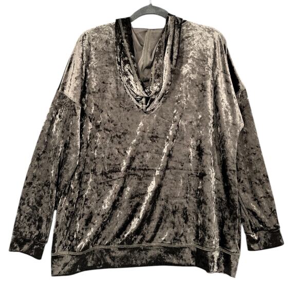LUUKSE Grey Crushed Velvet Long Sleeve Quarter Zip Pullover Womens Extra Large - Picture 2 of 6